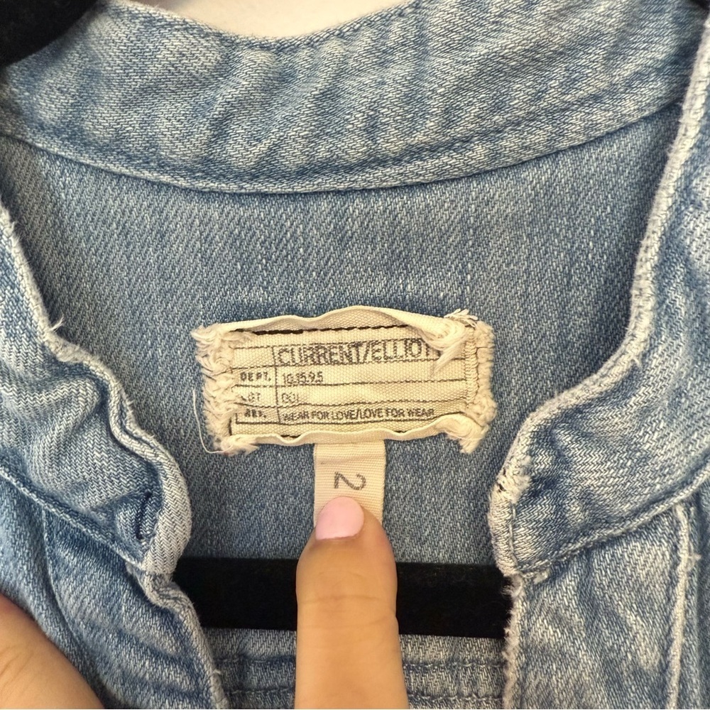 Current/Elliott Blue Denim Sleeveless V-neck Tuck Dress with Pockets Size 2 - Picture 8 of 9